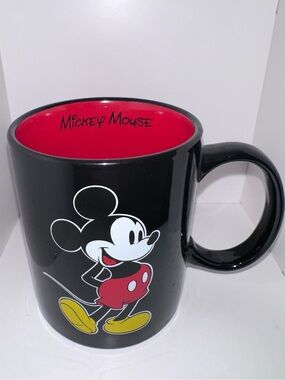 Disney Mickey Mouse Black Ceramic Mug with Red Interior